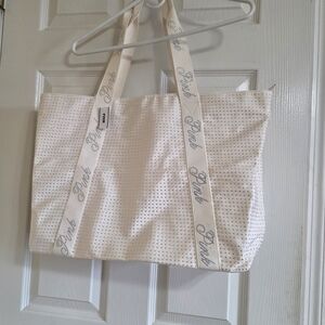 PINK Victoria's Secret by Victoria's Secret Cream Perforated Tote Bag